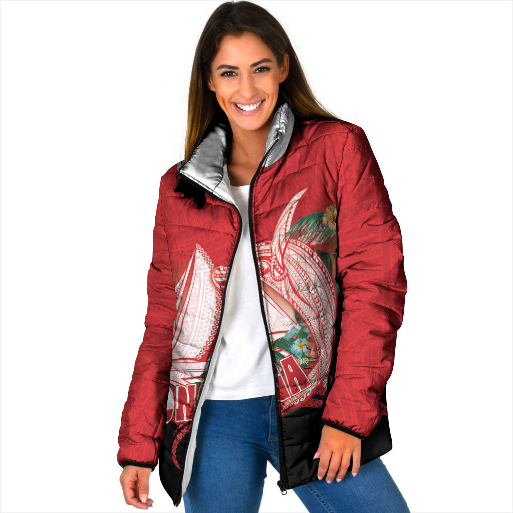 Vavau Sailing Festival Tonga Personalised Padded Jacket Humpback Whale Sailboat Tropical Vibes