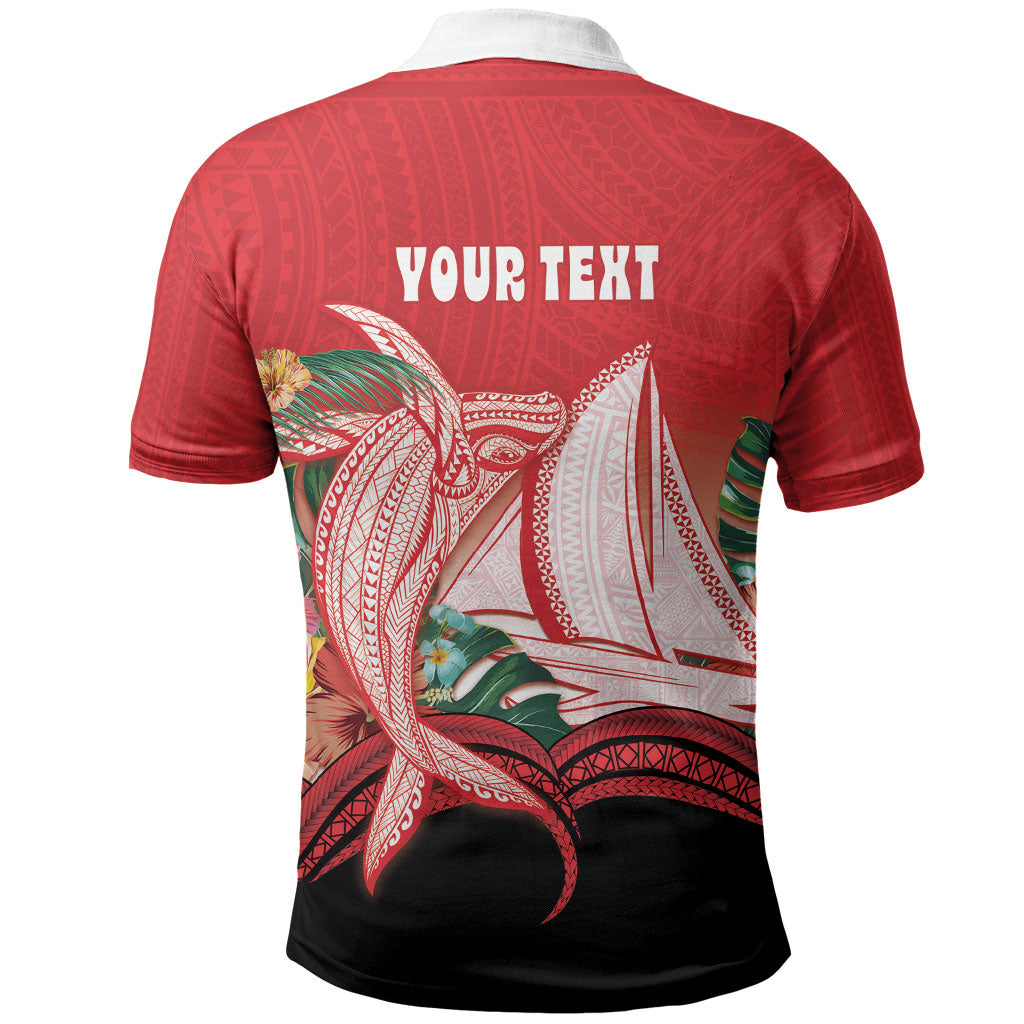Vavau Sailing Festival Tonga Personalised Polo Shirt Humpback Whale Sailboat Tropical Vibes