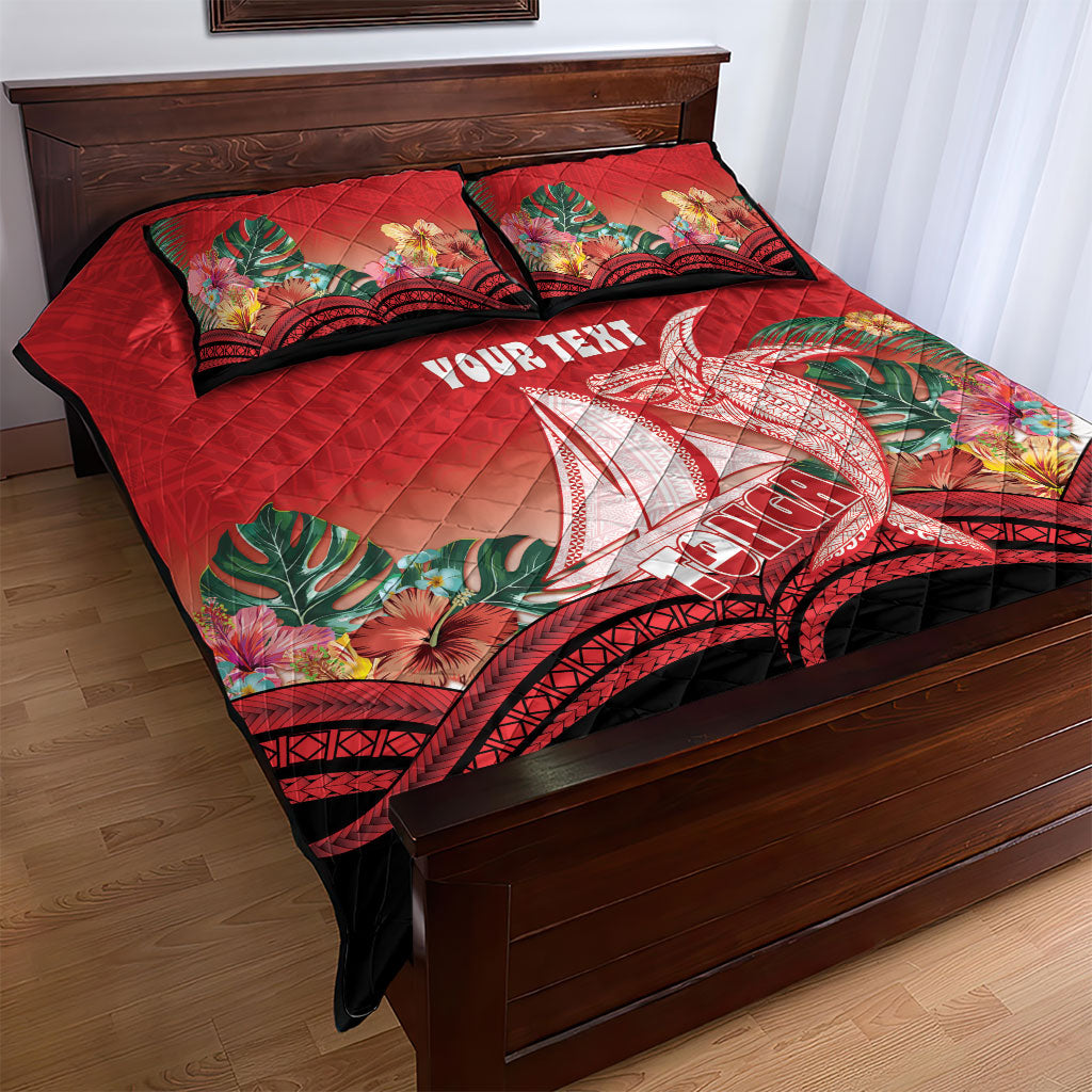 Vavau Sailing Festival Tonga Personalised Quilt Bed Set Humpback Whale Sailboat Tropical Vibes