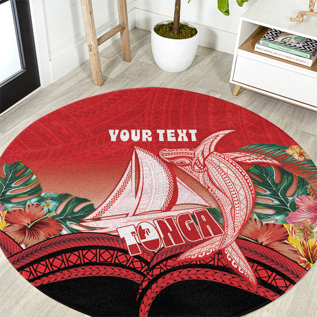 Vavau Sailing Festival Tonga Personalised Round Carpet Humpback Whale Sailboat Tropical Vibes