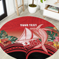 Vavau Sailing Festival Tonga Personalised Round Carpet Humpback Whale Sailboat Tropical Vibes