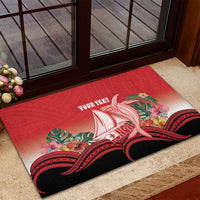Vavau Sailing Festival Tonga Personalised Rubber Doormat Humpback Whale Sailboat Tropical Vibes