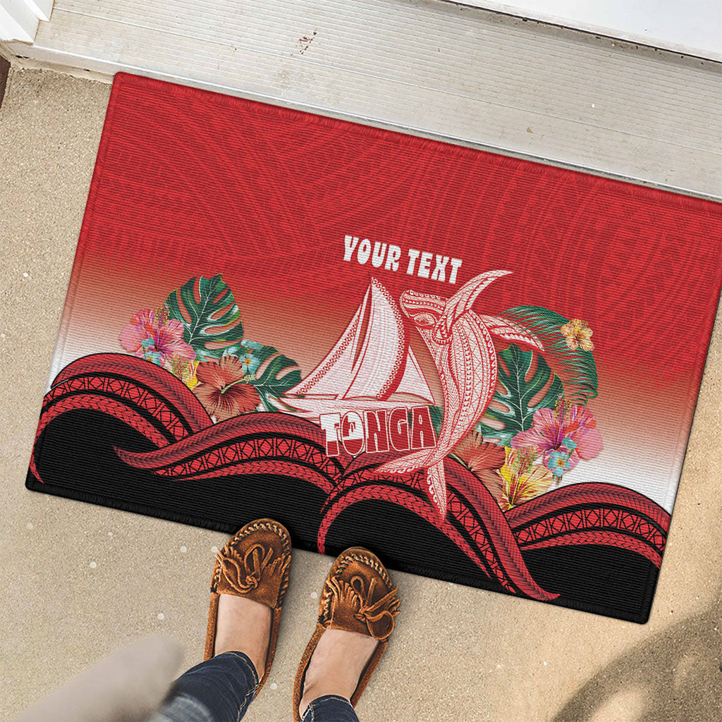 Vavau Sailing Festival Tonga Personalised Rubber Doormat Humpback Whale Sailboat Tropical Vibes