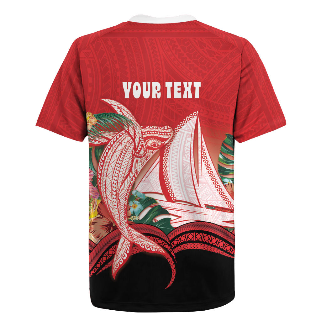 Vavau Sailing Festival Tonga Personalised Rugby Jersey Humpback Whale Sailboat Tropical Vibes