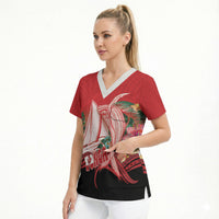 Vavau Sailing Festival Tonga Personalised Scrub Top Humpback Whale Sailboat Tropical Vibes