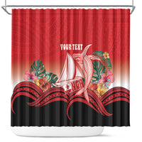 Vavau Sailing Festival Tonga Personalised Shower Curtain Humpback Whale Sailboat Tropical Vibes