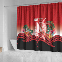 Vavau Sailing Festival Tonga Personalised Shower Curtain Humpback Whale Sailboat Tropical Vibes