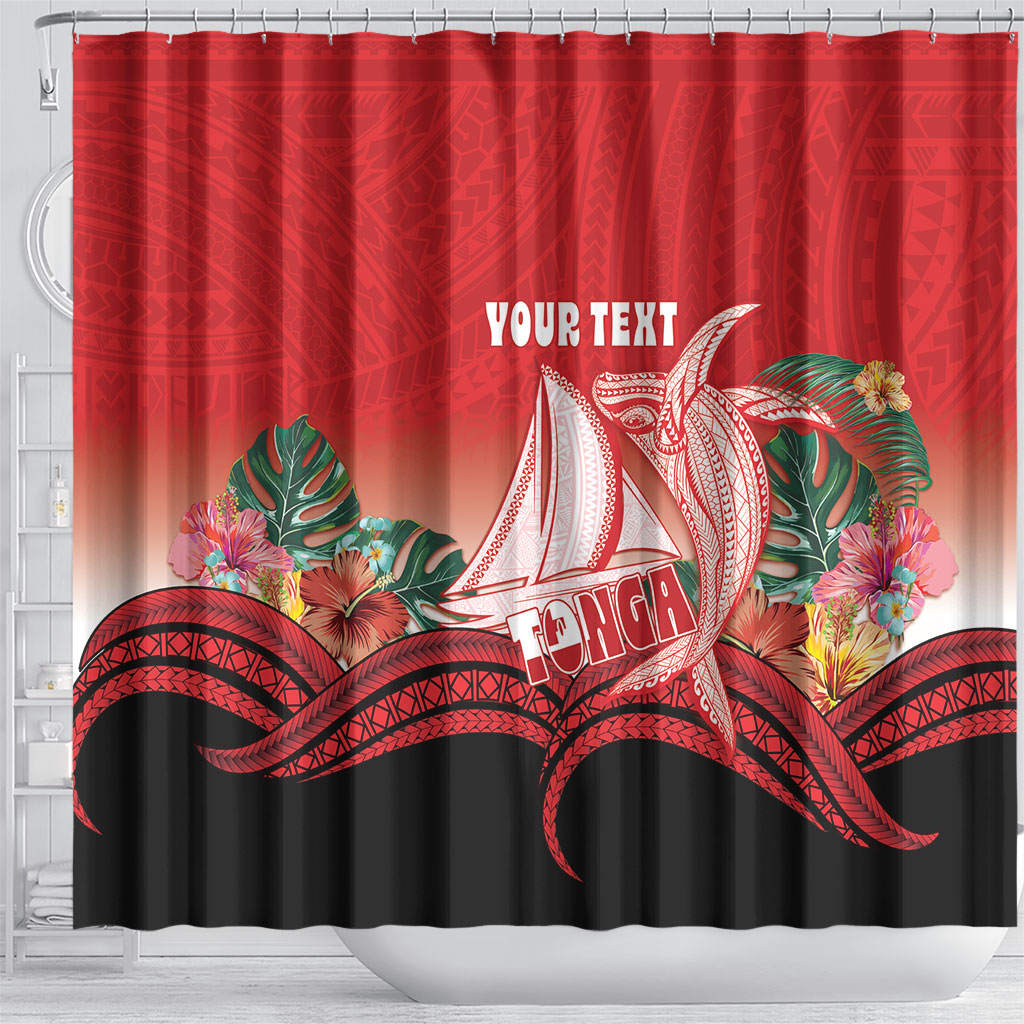 Vavau Sailing Festival Tonga Personalised Shower Curtain Humpback Whale Sailboat Tropical Vibes