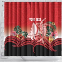 Vavau Sailing Festival Tonga Personalised Shower Curtain Humpback Whale Sailboat Tropical Vibes