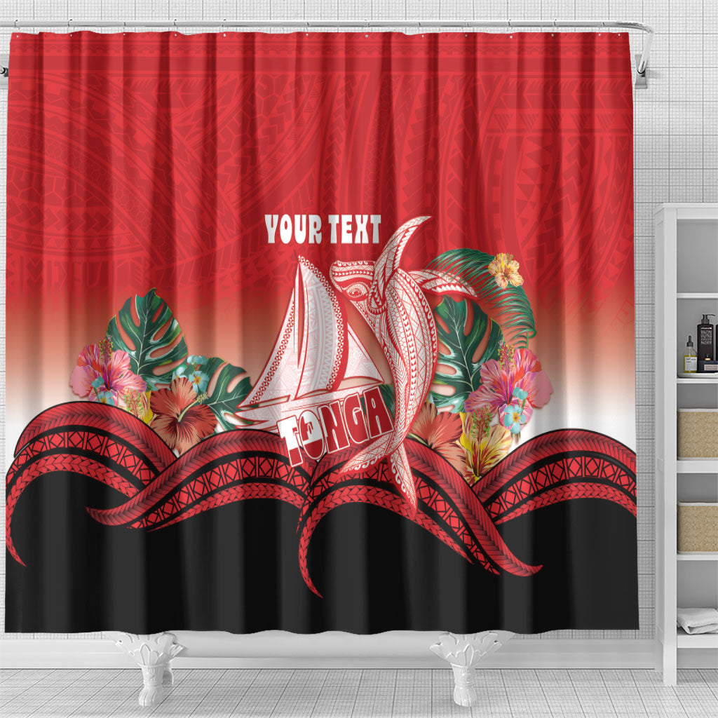 Vavau Sailing Festival Tonga Personalised Shower Curtain Humpback Whale Sailboat Tropical Vibes