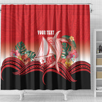 Vavau Sailing Festival Tonga Personalised Shower Curtain Humpback Whale Sailboat Tropical Vibes
