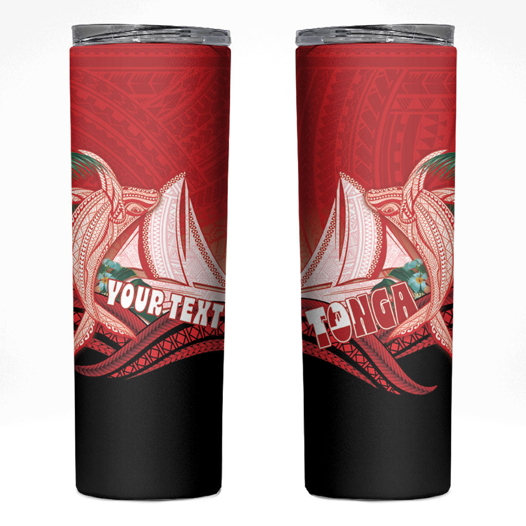 Vavau Sailing Festival Tonga Personalised Skinny Tumbler Humpback Whale Sailboat Tropical Vibes