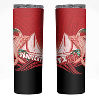 Vavau Sailing Festival Tonga Personalised Skinny Tumbler Humpback Whale Sailboat Tropical Vibes