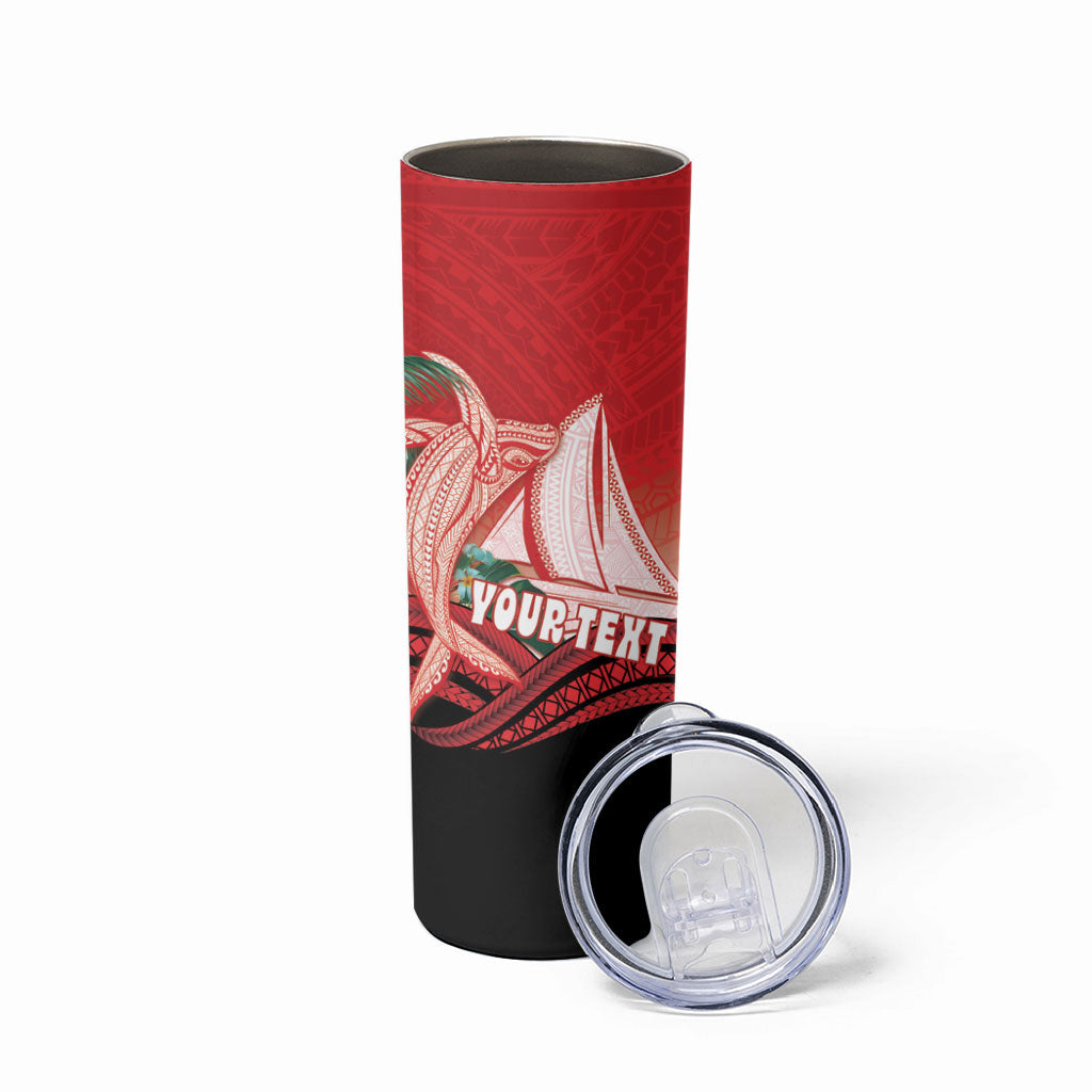 Vavau Sailing Festival Tonga Personalised Skinny Tumbler Humpback Whale Sailboat Tropical Vibes