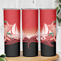 Vavau Sailing Festival Tonga Personalised Skinny Tumbler Humpback Whale Sailboat Tropical Vibes