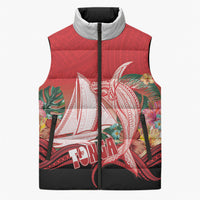 Vavau Sailing Festival Tonga Personalised Sleeveless Puffer Jacket Humpback Whale Sailboat Tropical Vibes