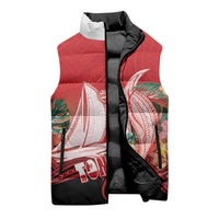 Vavau Sailing Festival Tonga Personalised Sleeveless Puffer Jacket Humpback Whale Sailboat Tropical Vibes