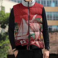Vavau Sailing Festival Tonga Personalised Sleeveless Puffer Jacket Humpback Whale Sailboat Tropical Vibes