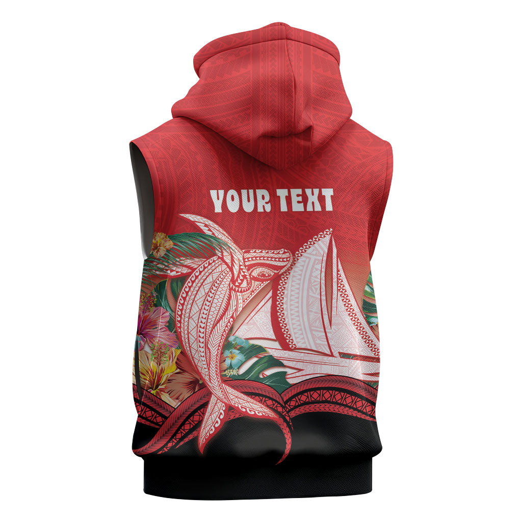 Vavau Sailing Festival Tonga Personalised Sleeveless Zip Hoodie Humpback Whale Sailboat Tropical Vibes