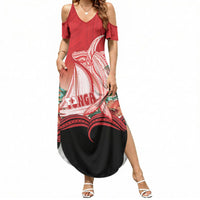 Vavau Sailing Festival Tonga Personalised Summer Maxi Dress Humpback Whale Sailboat Tropical Vibes