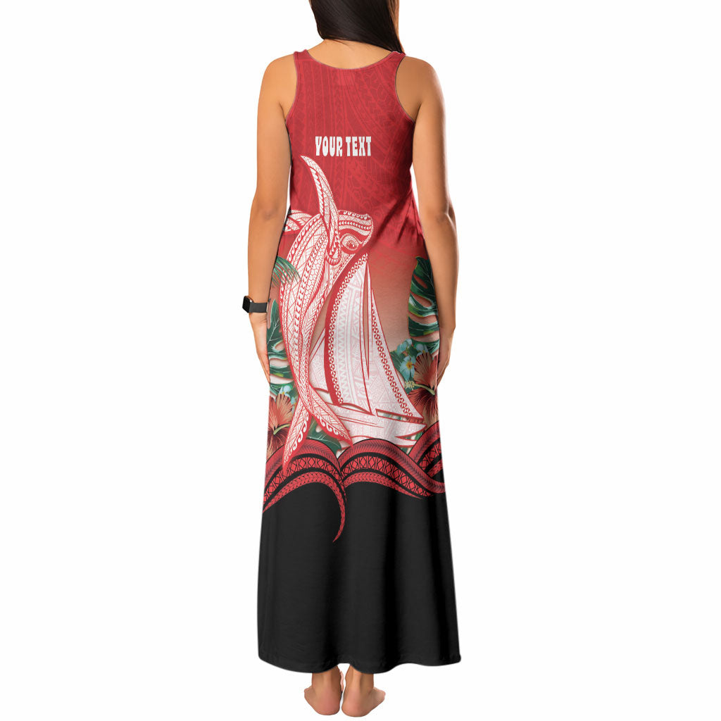 Vavau Sailing Festival Tonga Personalised Tank Maxi Dress Humpback Whale Sailboat Tropical Vibes