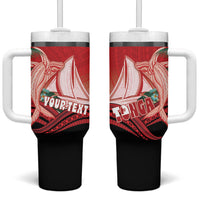 Vavau Sailing Festival Tonga Personalised Tumbler With Handle Humpback Whale Sailboat Tropical Vibes