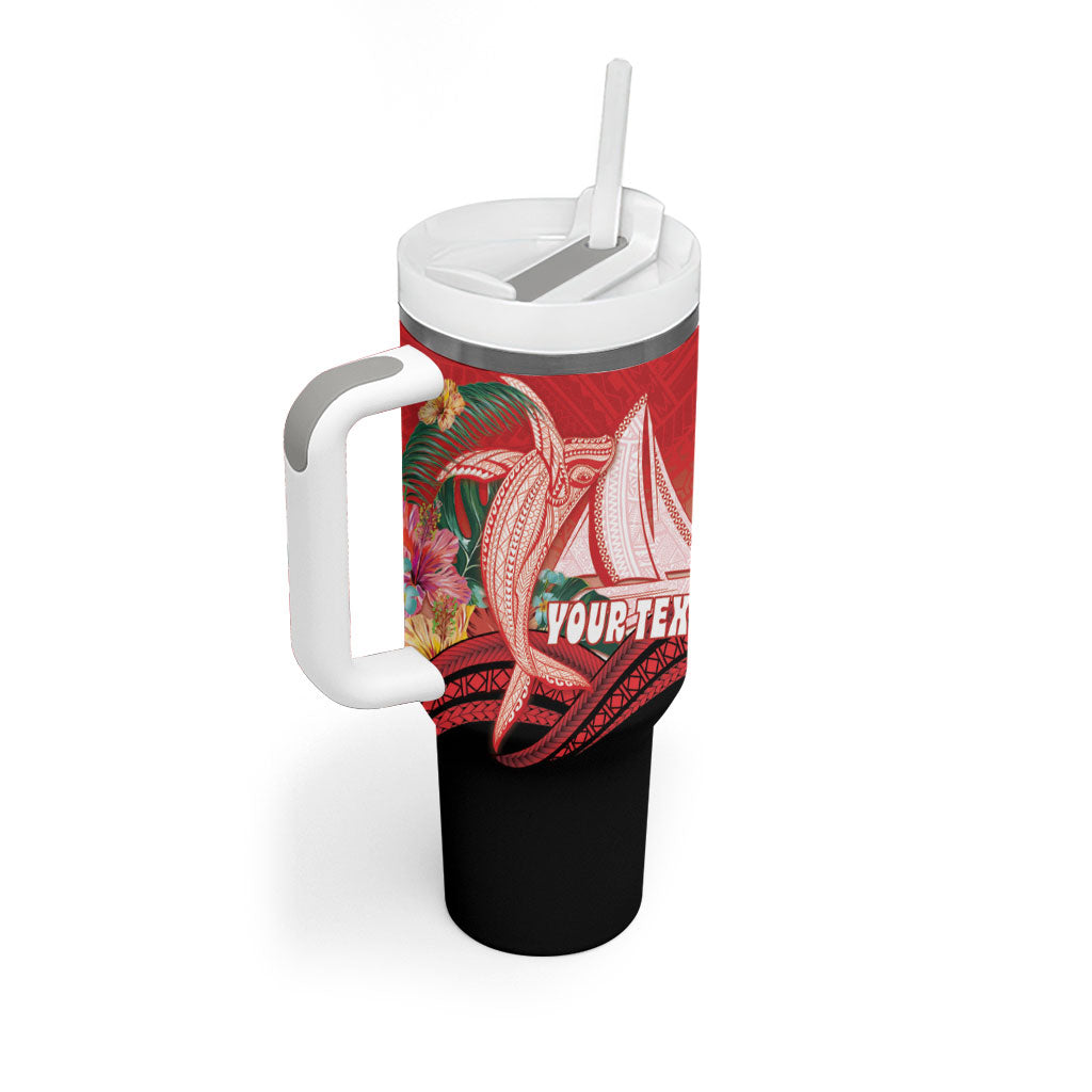 Vavau Sailing Festival Tonga Personalised Tumbler With Handle Humpback Whale Sailboat Tropical Vibes