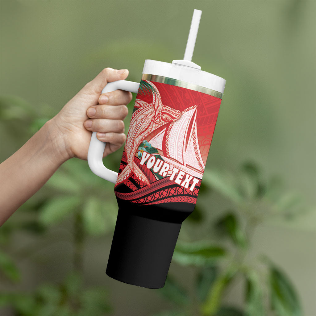 Vavau Sailing Festival Tonga Personalised Tumbler With Handle Humpback Whale Sailboat Tropical Vibes
