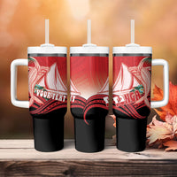 Vavau Sailing Festival Tonga Personalised Tumbler With Handle Humpback Whale Sailboat Tropical Vibes