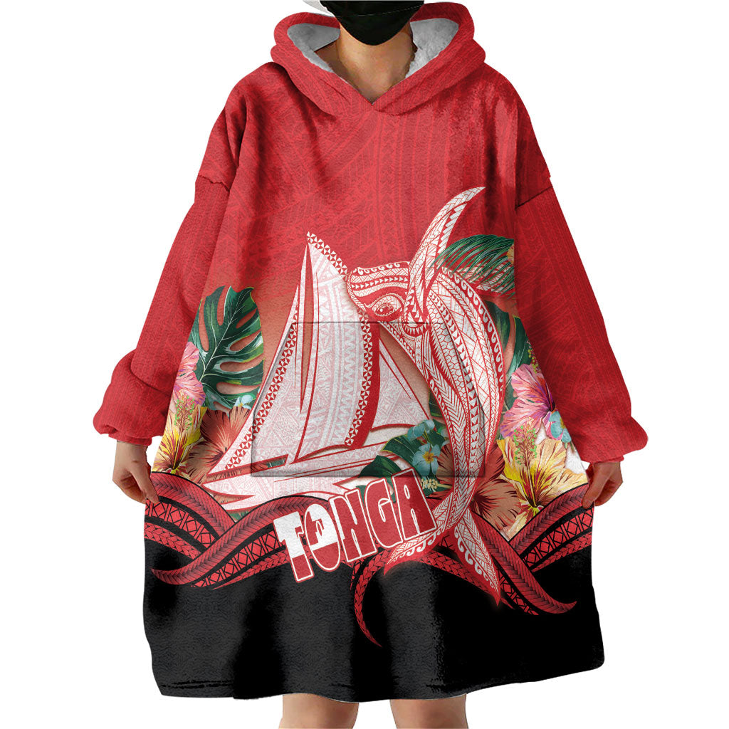 Vavau Sailing Festival Tonga Personalised Wearable Blanket Hoodie Humpback Whale Sailboat Tropical Vibes