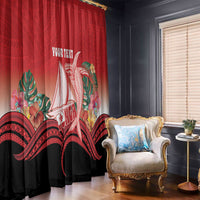 Vavau Sailing Festival Tonga Personalised Window Curtain Humpback Whale Sailboat Tropical Vibes