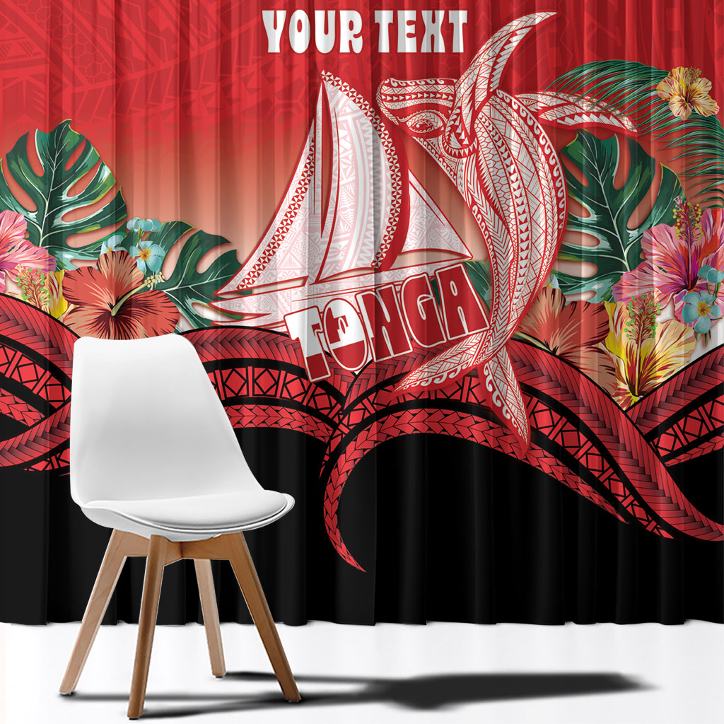 Vavau Sailing Festival Tonga Personalised Window Curtain Humpback Whale Sailboat Tropical Vibes