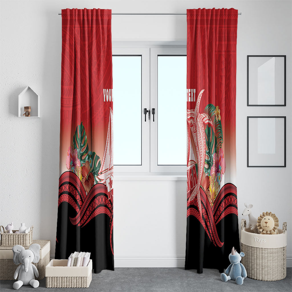 Vavau Sailing Festival Tonga Personalised Window Curtain Humpback Whale Sailboat Tropical Vibes