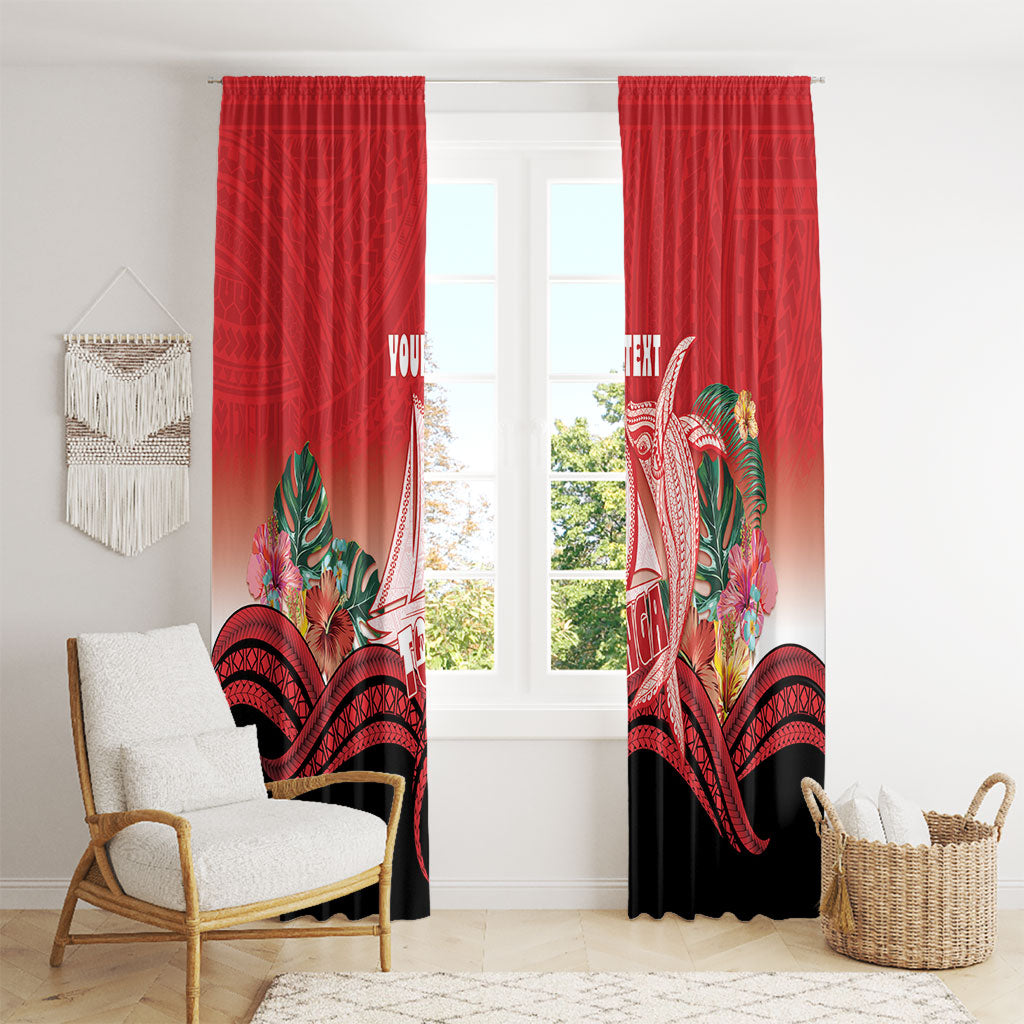 Vavau Sailing Festival Tonga Personalised Window Curtain Humpback Whale Sailboat Tropical Vibes