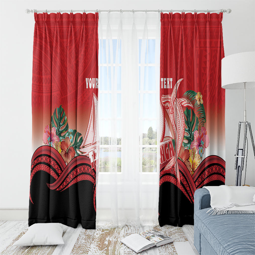 Vavau Sailing Festival Tonga Personalised Window Curtain Humpback Whale Sailboat Tropical Vibes