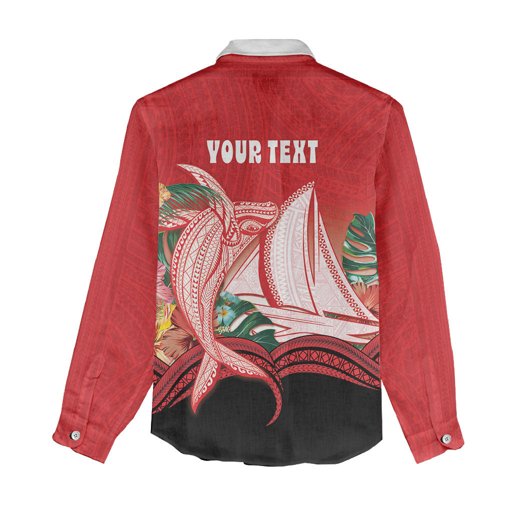 Vavau Sailing Festival Tonga Personalised Women Casual Shirt Humpback Whale Sailboat Tropical Vibes