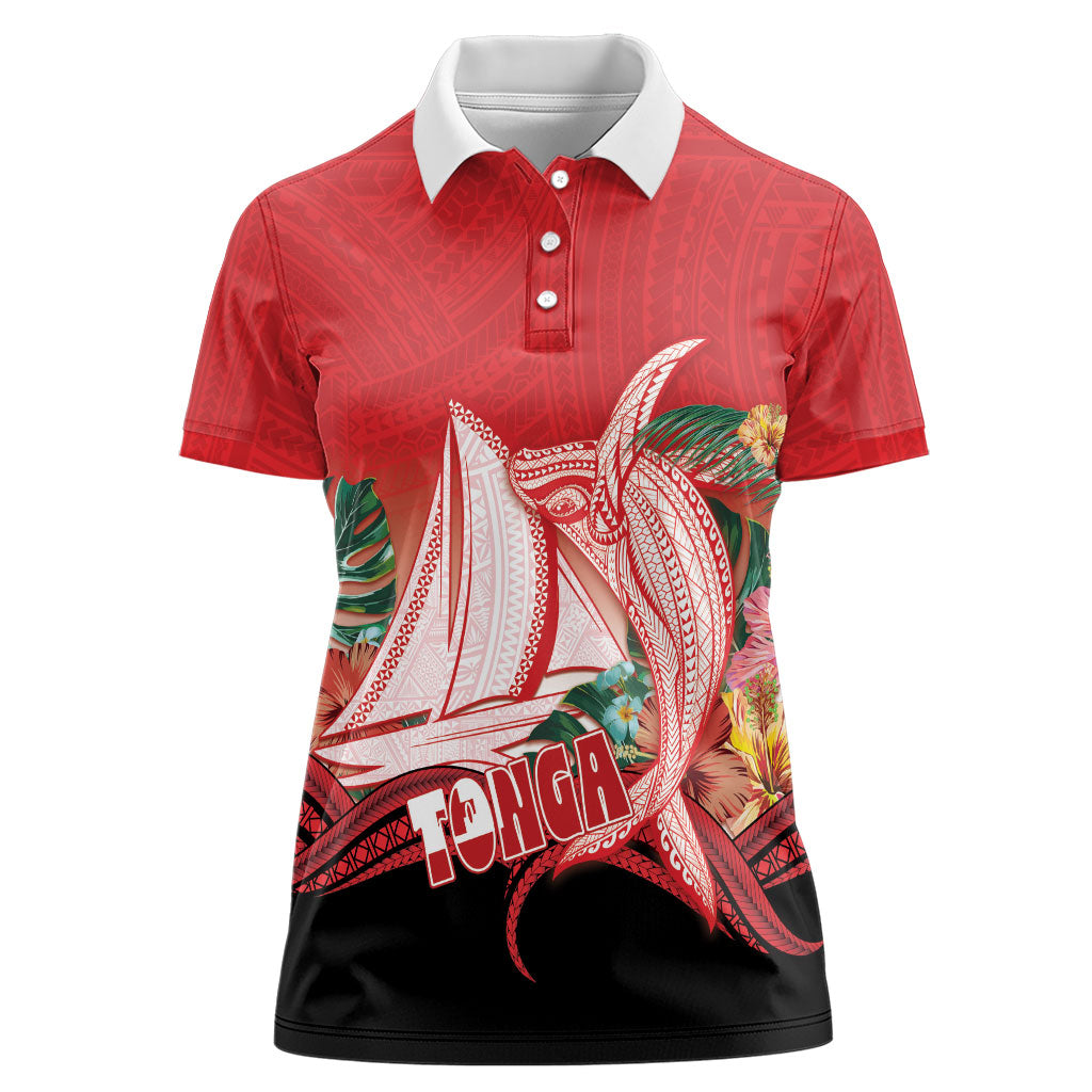 Vavau Sailing Festival Tonga Personalised Women Polo Shirt Humpback Whale Sailboat Tropical Vibes