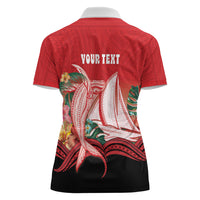 Vavau Sailing Festival Tonga Personalised Women Polo Shirt Humpback Whale Sailboat Tropical Vibes