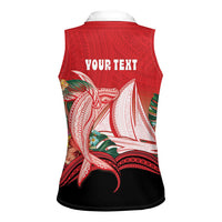 Vavau Sailing Festival Tonga Personalised Women Sleeveless Polo Shirt Humpback Whale Sailboat Tropical Vibes