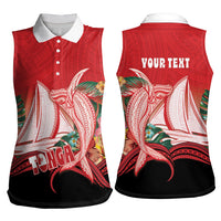 Vavau Sailing Festival Tonga Personalised Women Sleeveless Polo Shirt Humpback Whale Sailboat Tropical Vibes