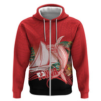 Vavau Sailing Festival Tonga Personalised Zip Hoodie Humpback Whale Sailboat Tropical Vibes