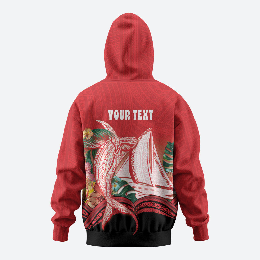 Vavau Sailing Festival Tonga Personalised Zip Hoodie Humpback Whale Sailboat Tropical Vibes