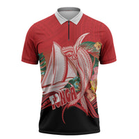 Vavau Sailing Festival Tonga Personalised Zipper Polo Shirt Humpback Whale Sailboat Tropical Vibes