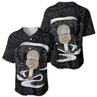 Black New Zealand Eel Baseball Jersey Aotearoa Maori Tuna With Kotiate Weapon LT14 - Polynesian Pride