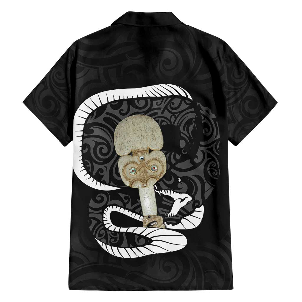 Black New Zealand Eel Family Matching Tank Maxi Dress and Hawaiian Shirt Aotearoa Maori Tuna With Kotiate Weapon LT14 - Polynesian Pride
