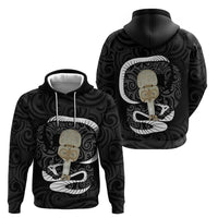 Black New Zealand Eel Zip Hoodie Aotearoa Maori Tuna With Kotiate Weapon LT14 - Polynesian Pride
