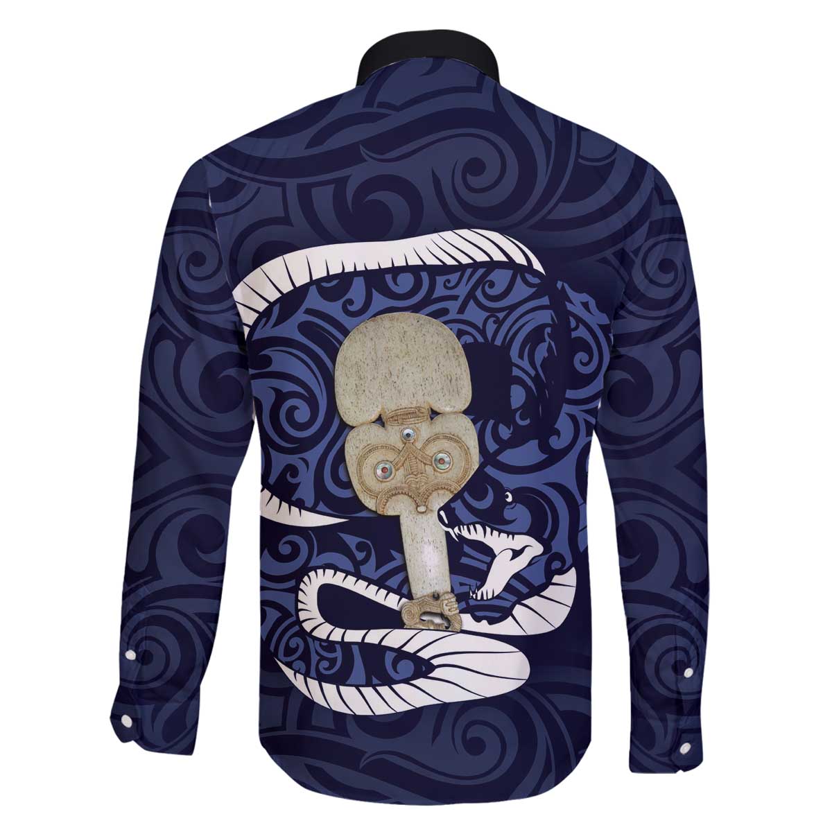 Blue New Zealand Eel Family Matching Puletasi and Hawaiian Shirt Aotearoa Maori Tuna With Kotiate Weapon