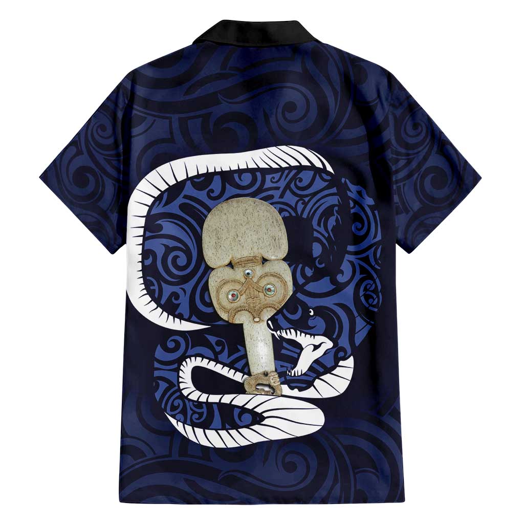 Blue New Zealand Eel Family Matching Tank Maxi Dress and Hawaiian Shirt Aotearoa Maori Tuna With Kotiate Weapon LT14 - Polynesian Pride