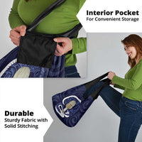 Blue New Zealand Eel Grocery Bag Aotearoa Maori Tuna With Kotiate Weapon