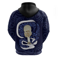 Blue New Zealand Eel Zip Hoodie Aotearoa Maori Tuna With Kotiate Weapon LT14 - Polynesian Pride
